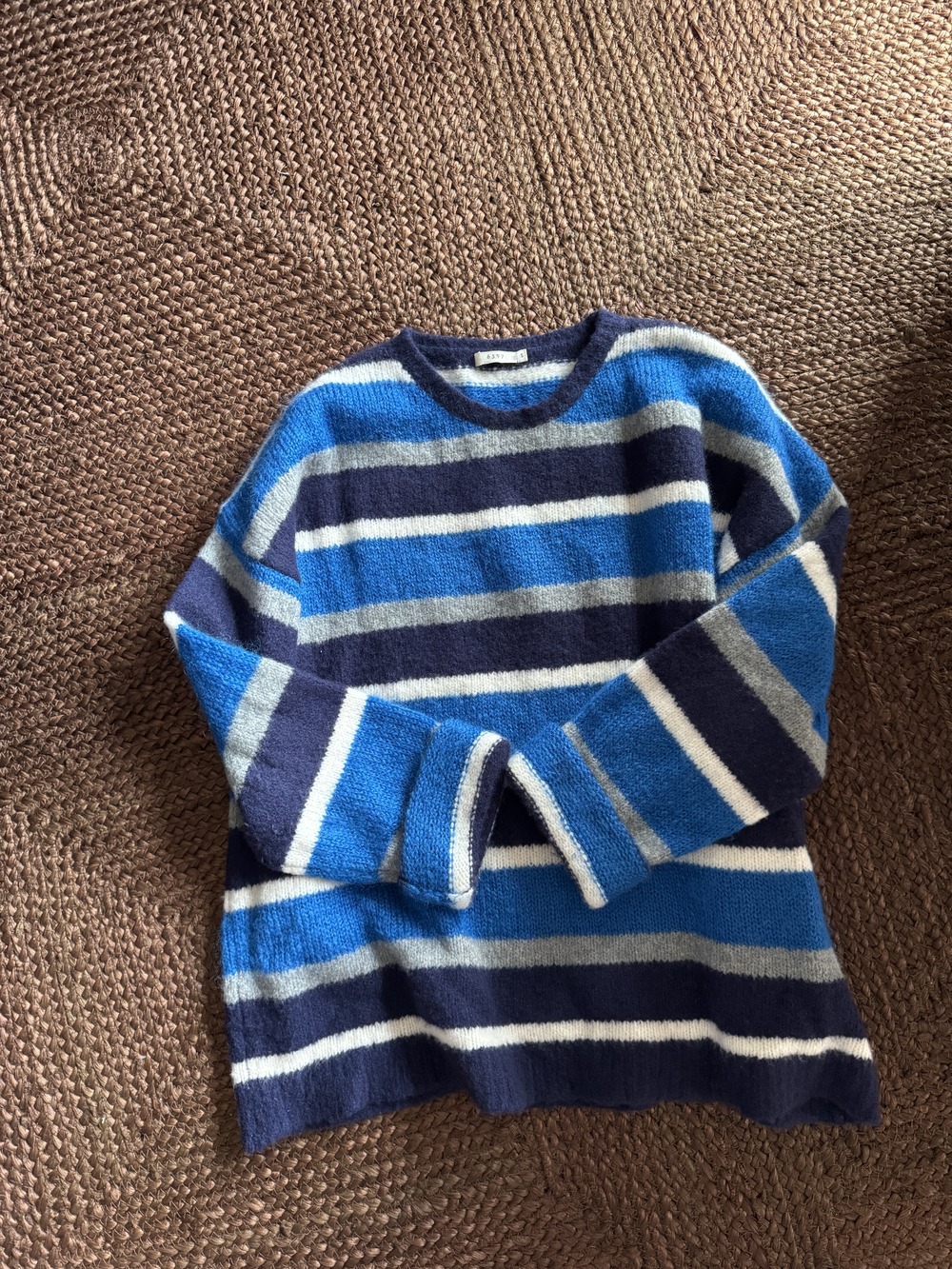 6397 Blue Striped Wool Blend Sweater Sz S